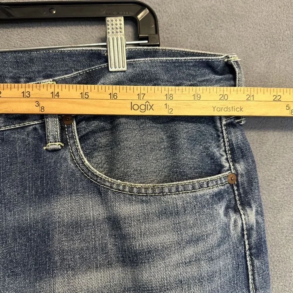 Polo Ralph Lauren Hampton Straight Jeans Mens 38x30 Blue Denim Whiskering Preppy